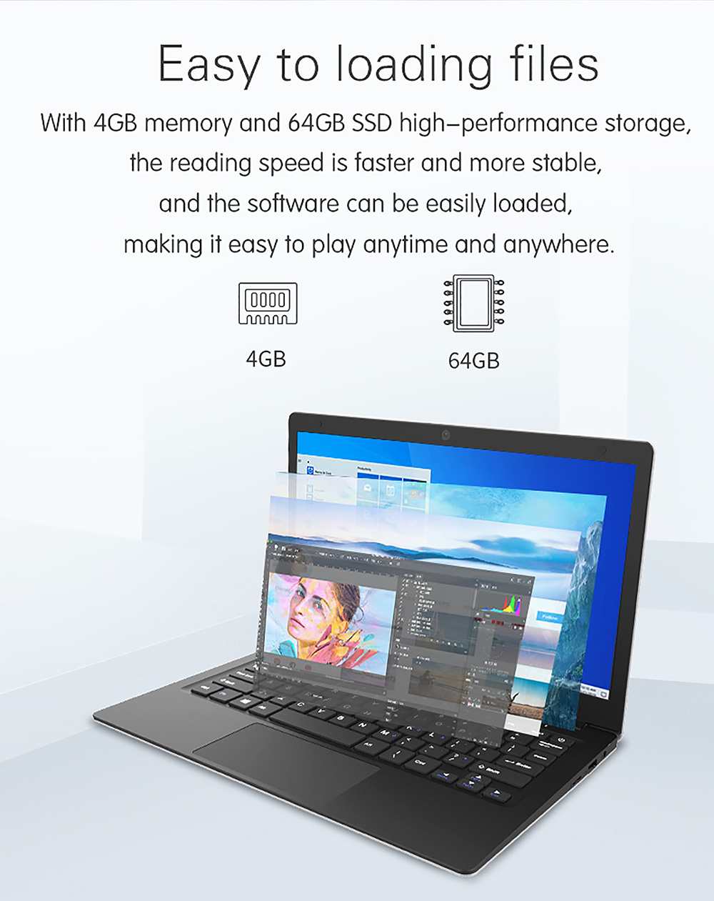 Jumper EZbook S5 GO 11.6 inch Laptop INTEL Celeron N3350 4GB DDR4 64GB eMMC 1366x768 Display Windows 10 - Grey