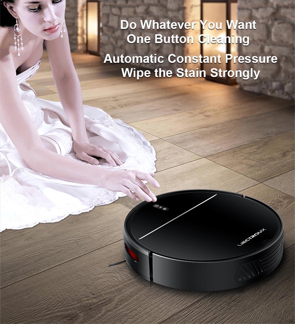 LIECTROUX M7S Pro Robot Vacuum Cleaner, 2D Map Navigation, 4400mAh Battery, Run 110mins, Dry and Wet Mopping - Black