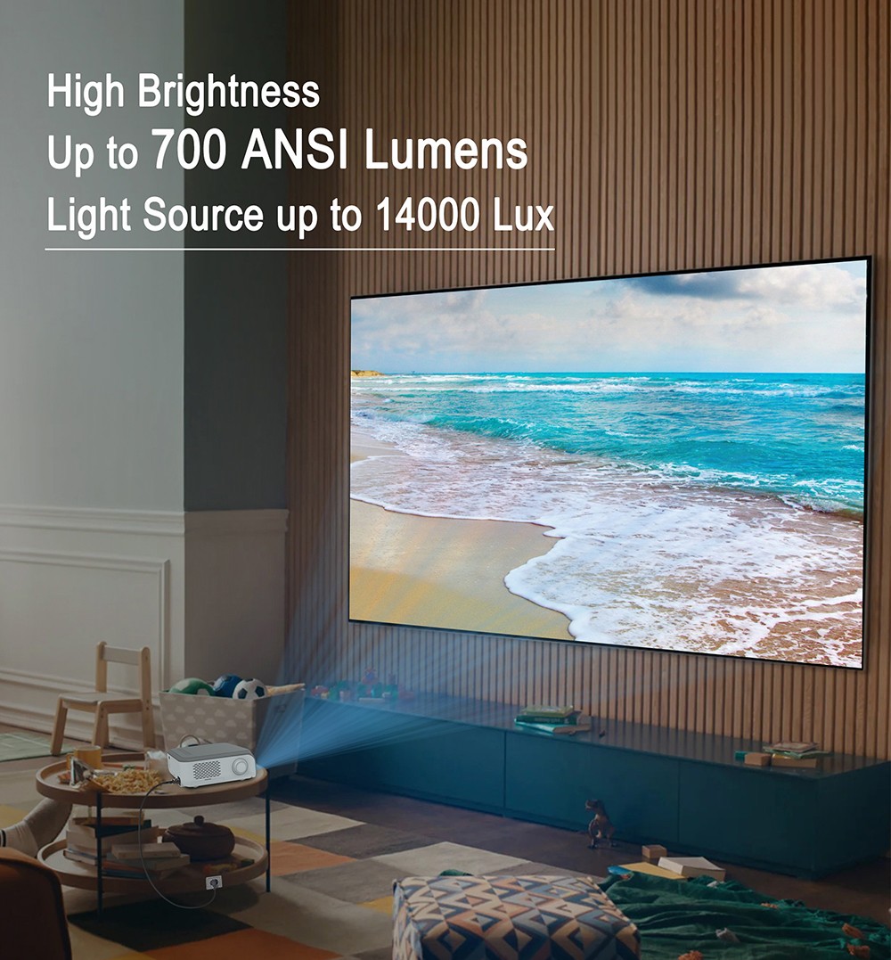 MECOOL KP1 Smart LCD Projector 700 ANSI Lumens 1902x1080P with Android 11 TV Stick Support Google Assistant - US Adapter