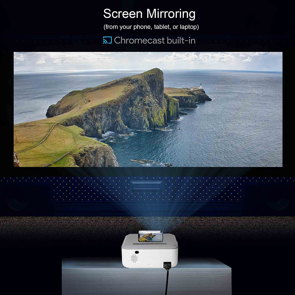 MECOOL KP1 Smart LCD Projector 700 ANSI Lumens 1902x1080P with Android 11 TV Stick Support Google Assistant - US Adapter