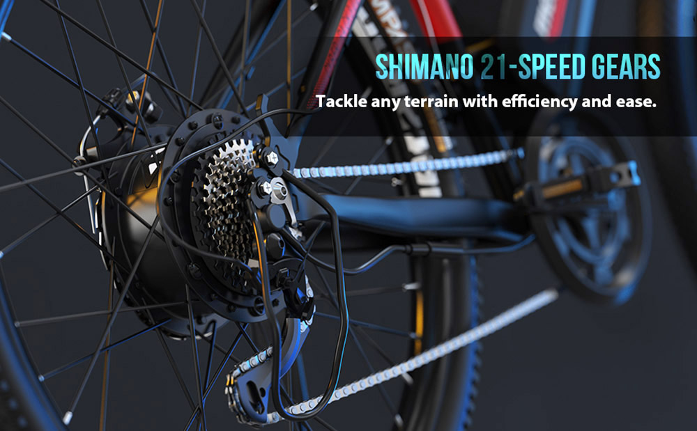 Metakoo C300 Mountain E-bike 27.5'' Tires 48V 500W Motor 10.4Ah Battery 32km/h Max Speed 30-40 Miles Shimano 21 Speed