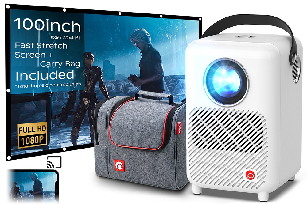 PIXTHING M1 LCD Projector Screen Mirroring, 1920 x 1080P 1500 LUXI, Native 1080P Home Movie Projector for Android/iPhone