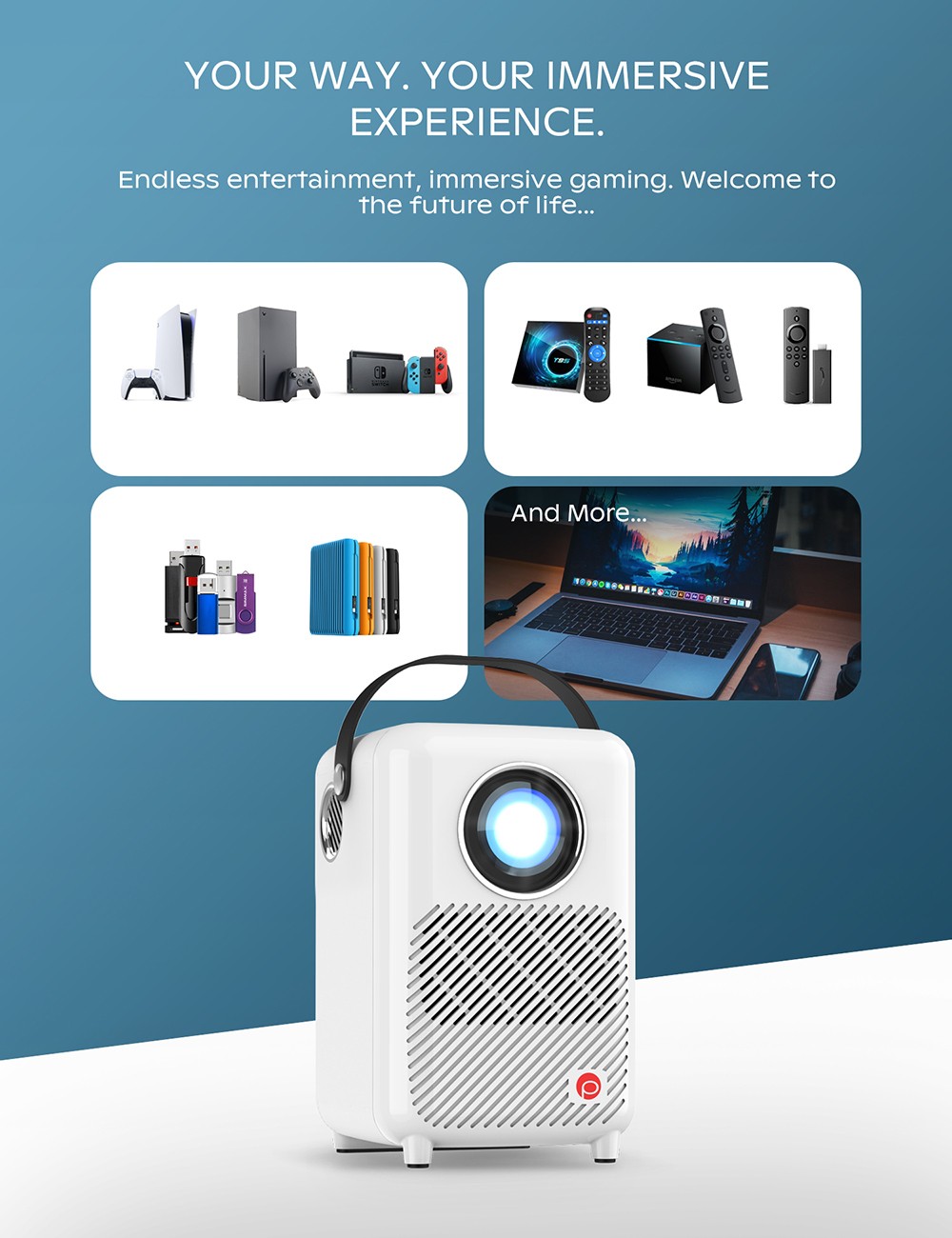 PIXTHING M1 LCD Projector Screen Mirroring, 1920 x 1080P 1500 LUXI, Native 1080P Home Movie Projector for Android/iPhone