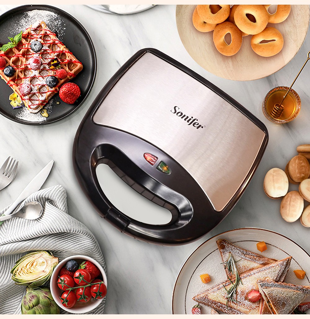 Sonifer SF6054 800W Electric Waffle Maker, 7-in-1 Grill Sandwich Cake Donut Panini Plate, Non-stick Waffle Machine