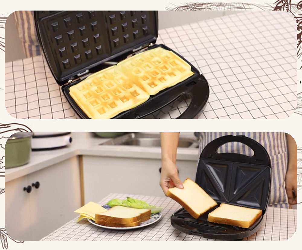 Sonifer SF6054 800W Electric Waffle Maker, 7-in-1 Grill Sandwich Cake Donut Panini Plate, Non-stick Waffle Machine