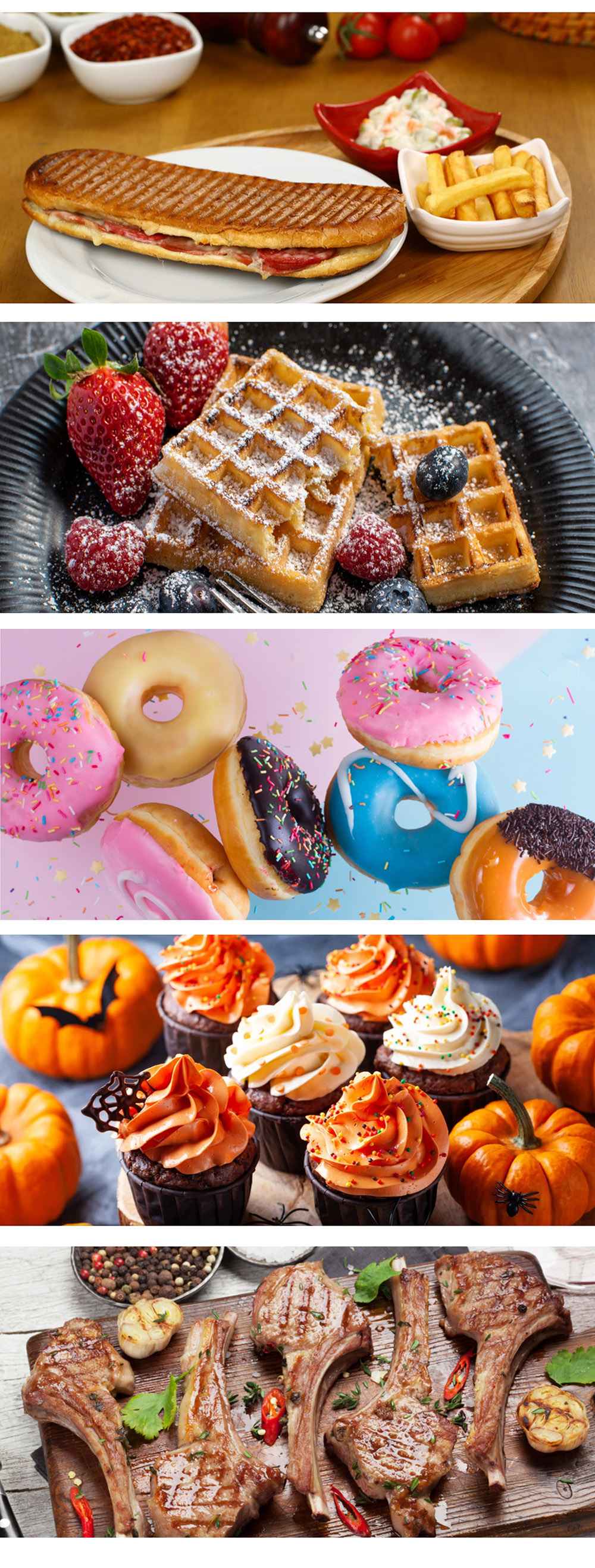 Sonifer SF6121 800W Electric Waffle Maker, 5-in-1 Cake Donuts Churros Barbecue Waffle Making Machine, Non-Stick Coating