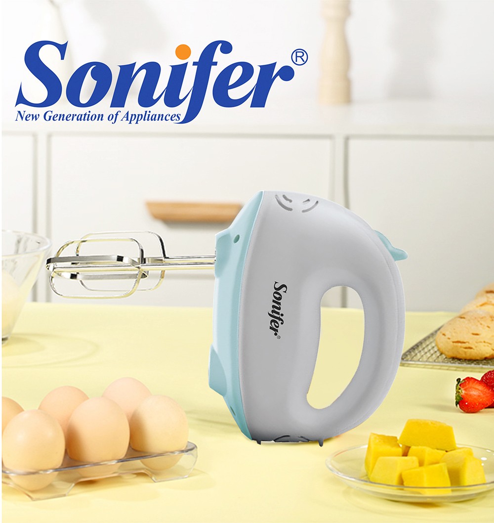 Sonifer SF7019 100W Electric Egg Whiskers, Cuisine Dough Mixer, Handheld Food Blender with Dough Hooks Egg Beaters