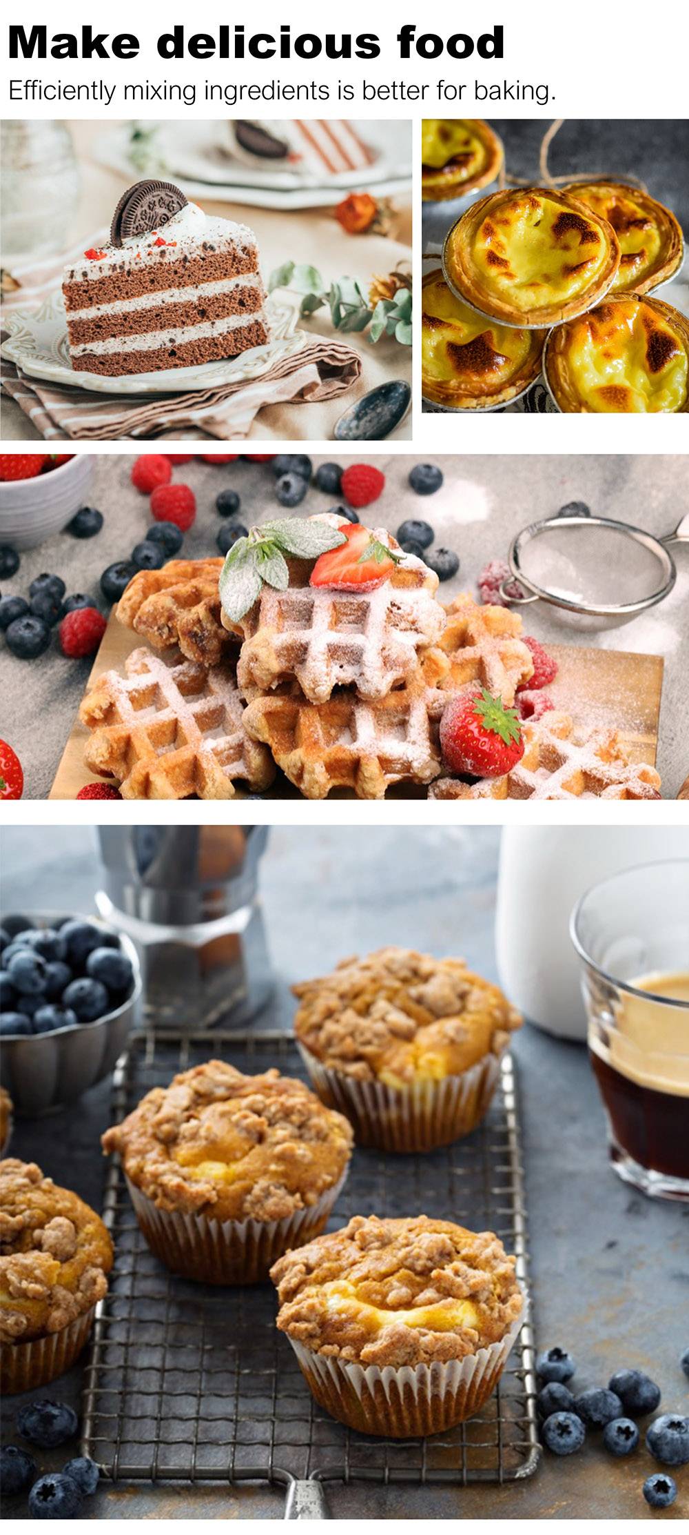 Sonifer SF7019 100W Electric Egg Whiskers, Cuisine Dough Mixer, Handheld Food Blender with Dough Hooks Egg Beaters