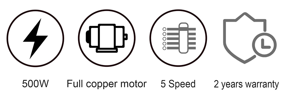 Sonifer SF7023 500W Electric Whisk Egg Beaters, 5-Gear Speed, Cuisine Dough Mixer, Double Hooks Handheld Food Blender