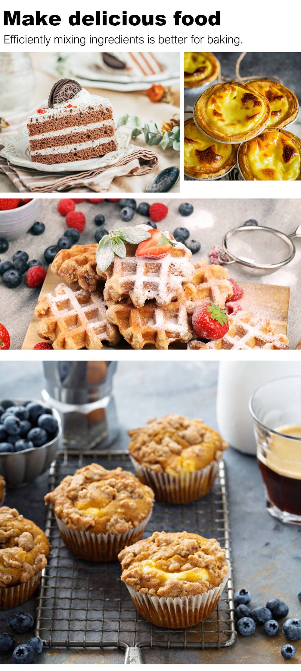 Sonifer SF7023 500W Electric Whisk Egg Beaters, 5-Gear Speed, Cuisine Dough Mixer, Double Hooks Handheld Food Blender
