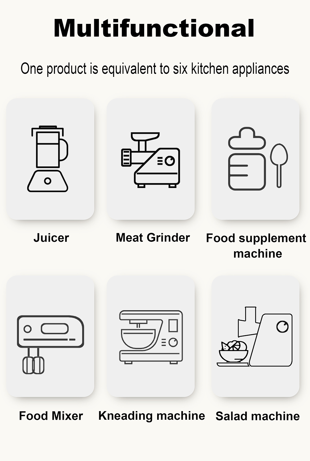 Sonifer SF8086 800W Electric Food Mixer Juicer, 10-in-1 Multi Food Blender, Stainless Steel Blender Meat Grinder Whisk