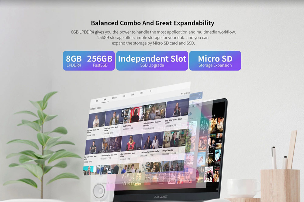 Teclast F7 Plus 3 Business Laptop Intel Celeron Gemini Lake N4120 Quad Core 14 Inch 1920*1080 8GB RAM 256GB SSD Black