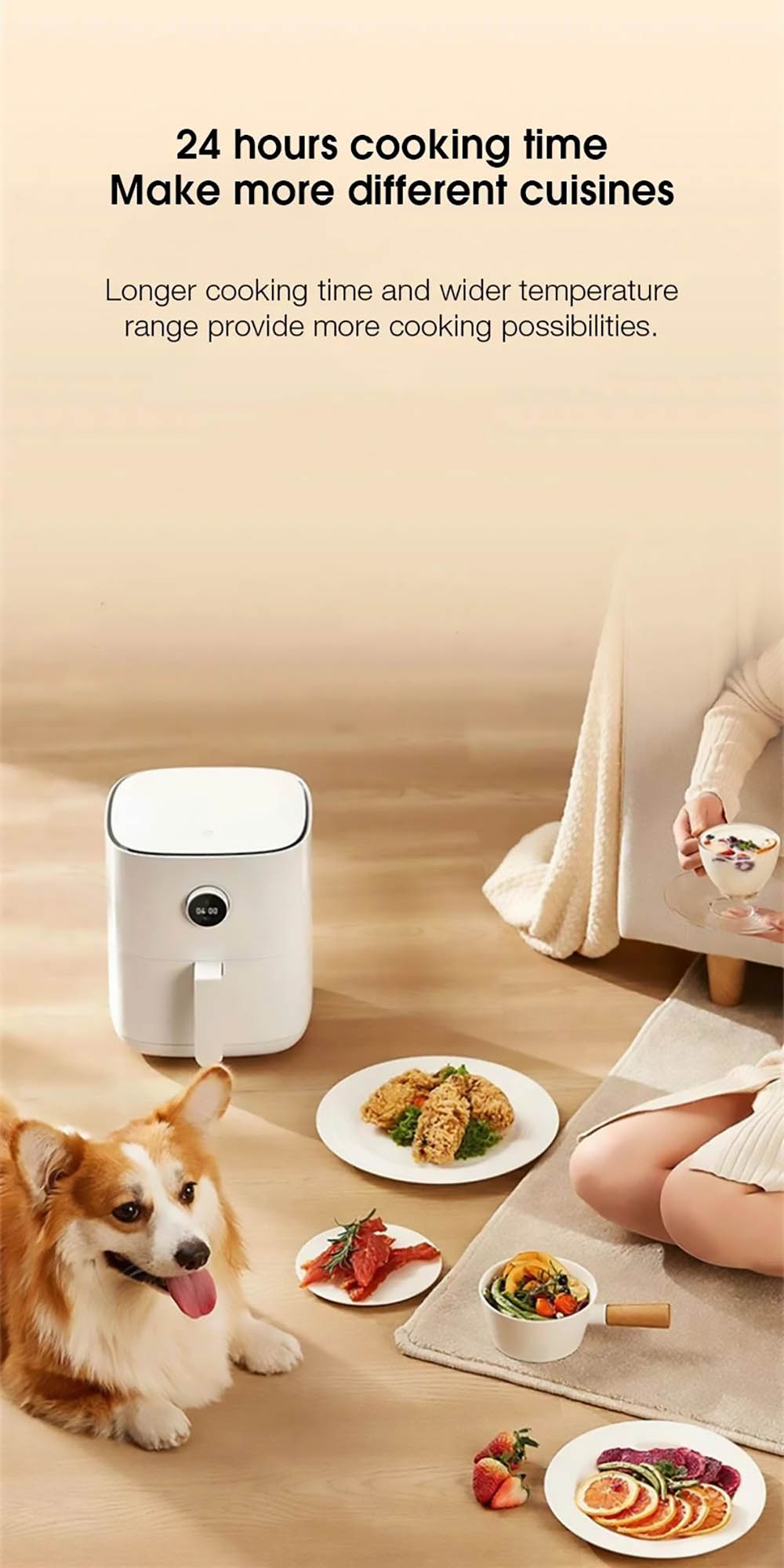 Xiaomi Mijia MAF01 1500W 3.5L Air Fryer, 360 Degree Hot Air Circulation Oven Cooker, Oil Free, App Control, OLED Screen