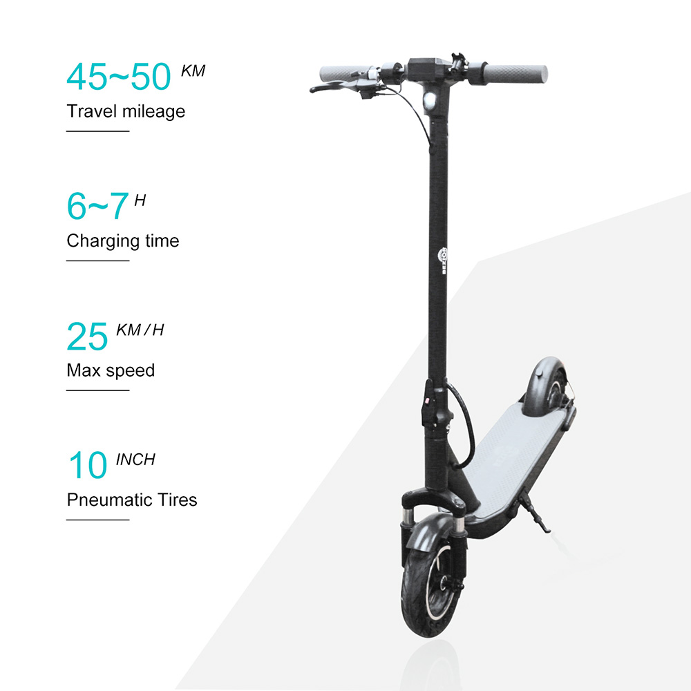 BEZIOR S500 MAX 10 inch Vaccum Pump tires Folding Electric Scooter 500W Motor 48V 15Ah Battery Max speed 25km/h Max load 120KG - Black