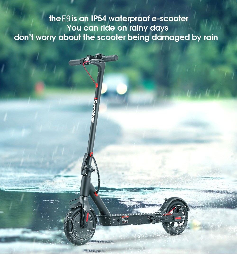 iScooter E9 Electric Scooter 7.5Ah Battery 350W Motor 8.5'' Pneumatic Tire 25km/h Max Speed 30km Range Black