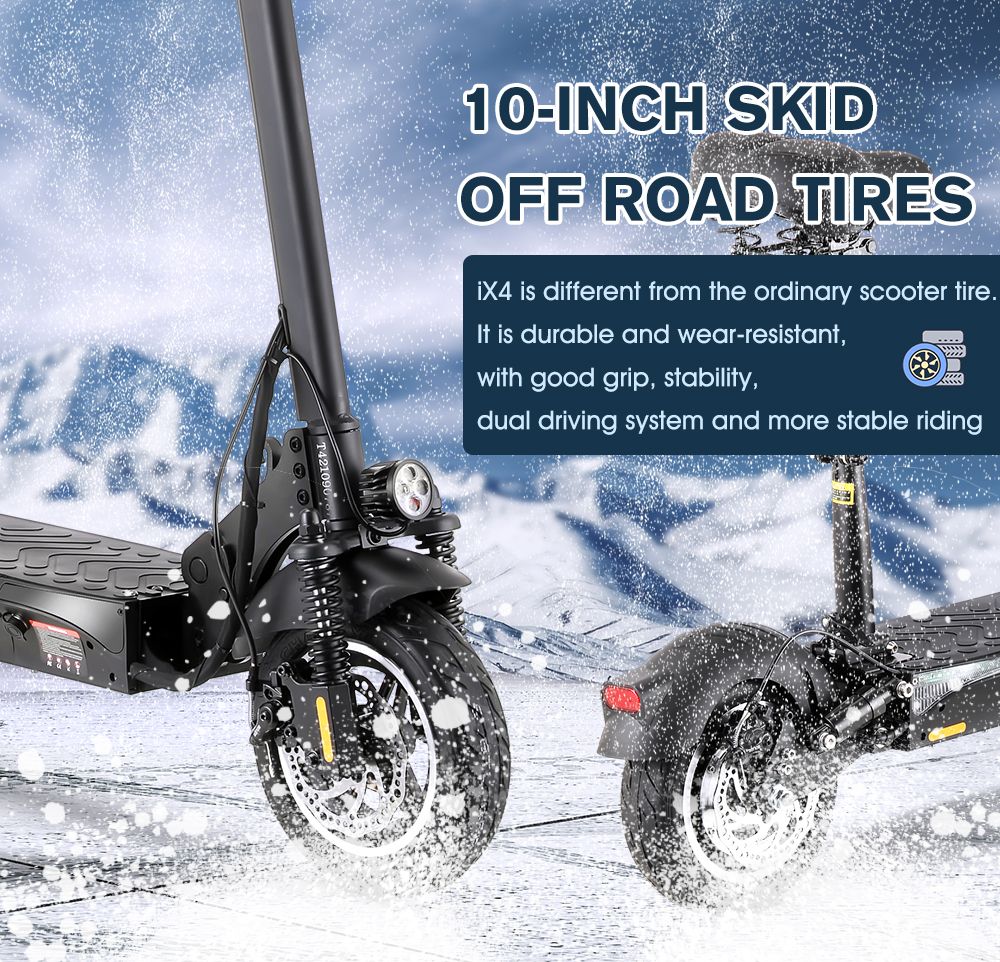 iScooter iX4 Electric Scooter 12.8Ah Battery 500W Motor 10'' Tire 45km/h Max Speed Off-road Scooter Black