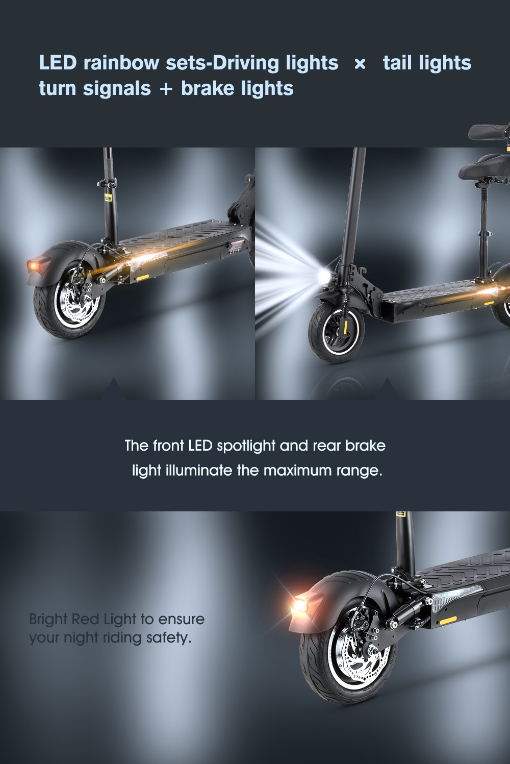 iScooter iX4 Electric Scooter 12.8Ah Battery 500W Motor 10'' Tire 45km/h Max Speed Off-road Scooter Black