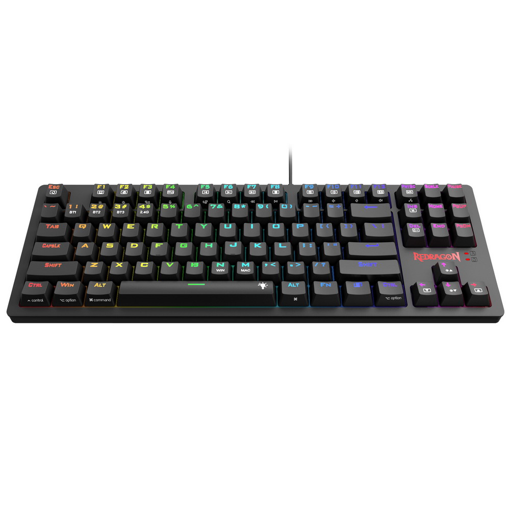 Redragon K598P-KBS RGB TKL Wireless Mechanical Keyboard Bluetooth/2.4Ghz/Wired Tri-Mode Blue Switch for Win/Mac - Black