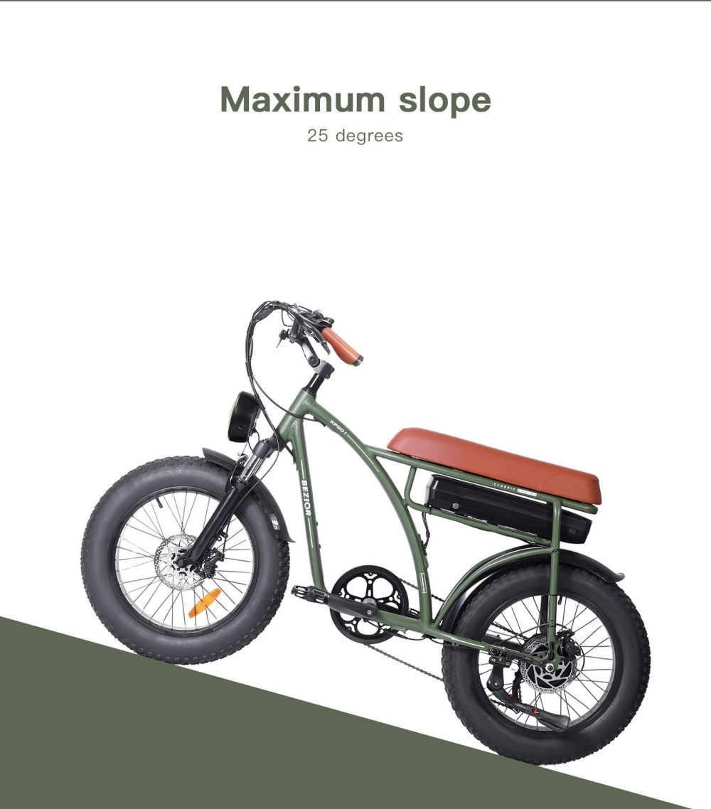 Bezior XF001 Retro Electric Bike 26 Inch 1000W Motor 12.5Ah 48V Battery Max Speed 45Km/h Max Load 120kg - Green