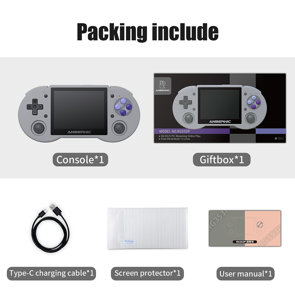 ANBERNIC RG353P Portable Game Console Android 32GB eMMC+16GB & 64GB Linux TF Card 3.5'' IPS Screen Retro WiFi Bluetooth