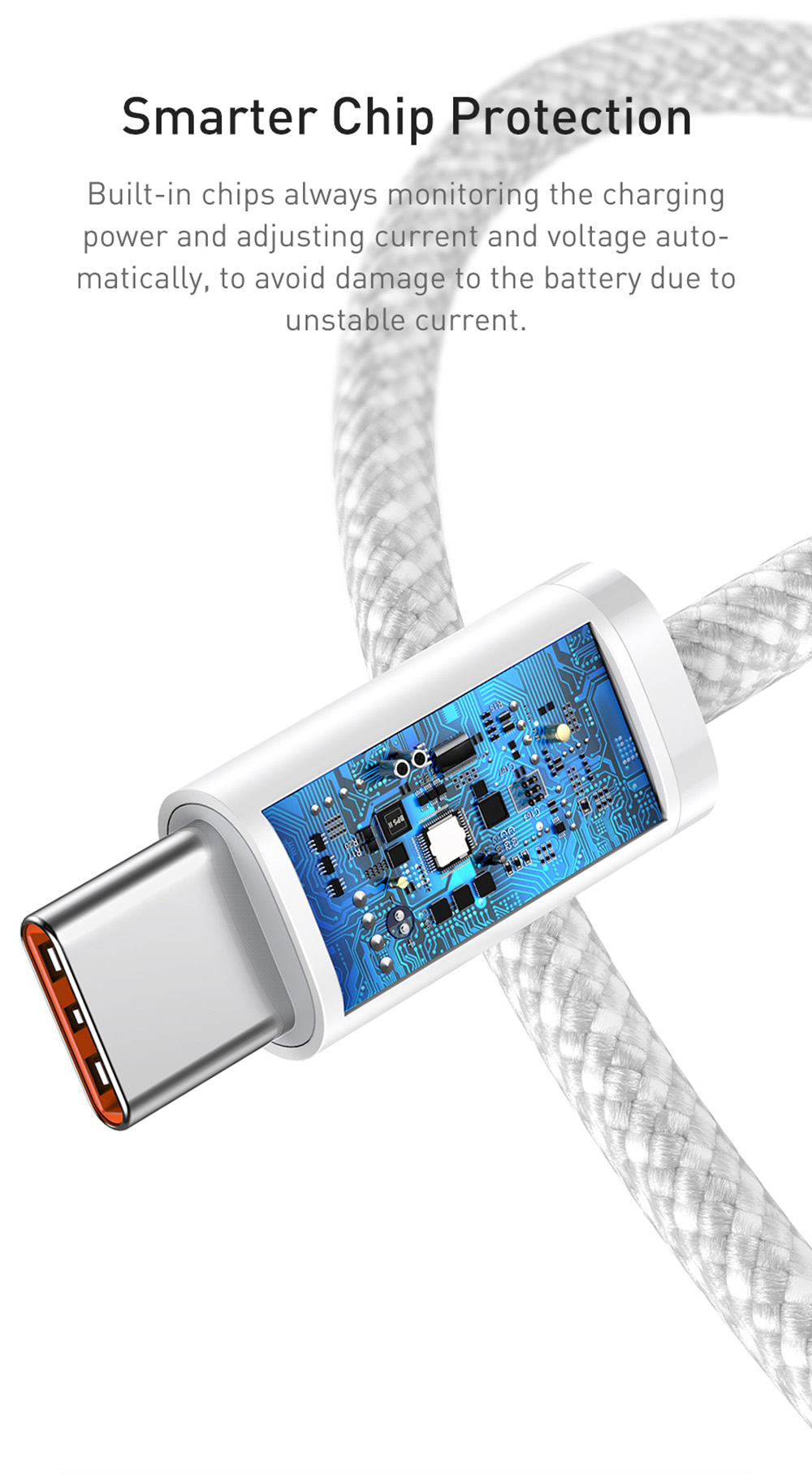 Baseus 100W 1m Quick Charge Cable, Type-C to Type-C Cable, PD Fast Charger Cord for Xiaomi Samsung Phone iPad - Blue