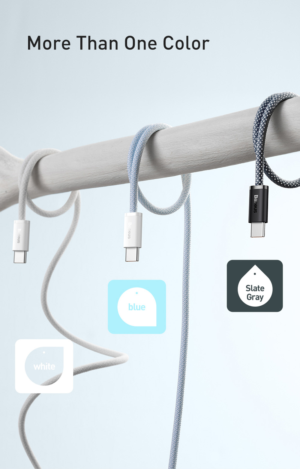 Baseus 100W 1m Quick Charge Cable, Type-C to Type-C Cable, PD Fast Charger Cord for Xiaomi Samsung Phone iPad - Blue