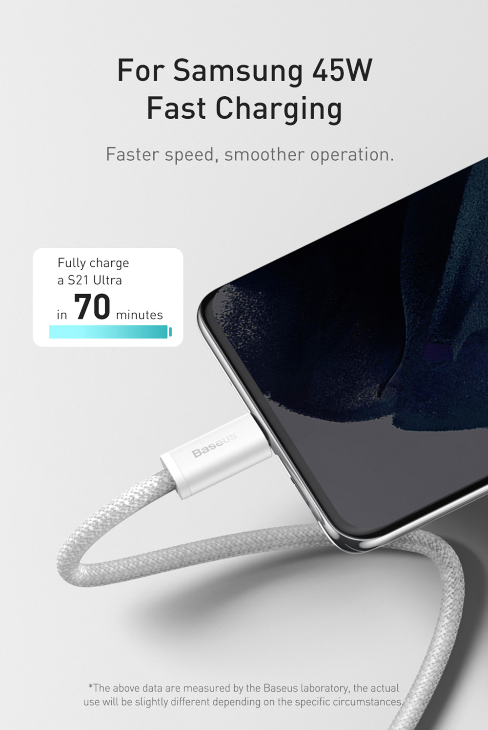 Baseus 100W 1m Quick Charge Cable, Type-C to Type-C Cable, PD Fast Charger Cord for Xiaomi Samsung Phone iPad - Blue