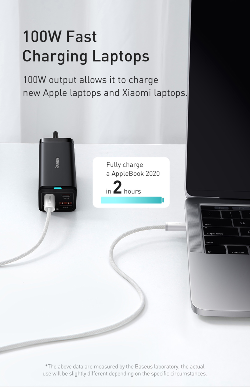 Baseus 100W 1m Quick Charge Cable, Type-C to Type-C Cable, PD Fast Charger Cord for Xiaomi Samsung Phone iPad - White