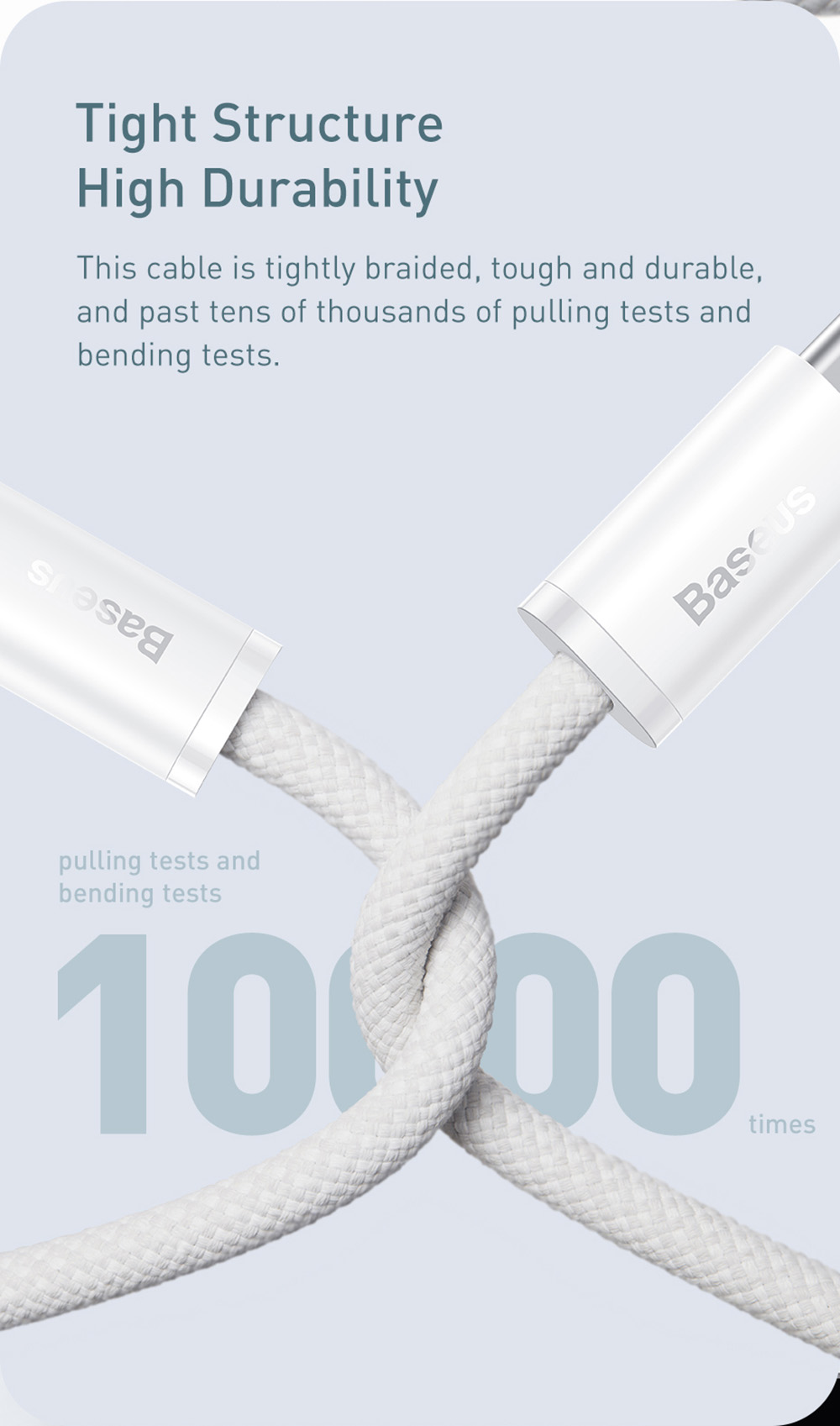 Baseus 100W 2m Quick Charge Cable, Type-C to Type-C Cable, PD Fast Charger Cord for Xiaomi Samsung Phone iPad - Dark Grey Blue