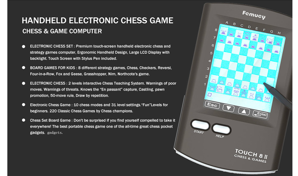 Chess Touch Electronic Chess Game, Strategy Games Computer for Kids Improving Chess Skills, Portable Travel Chess