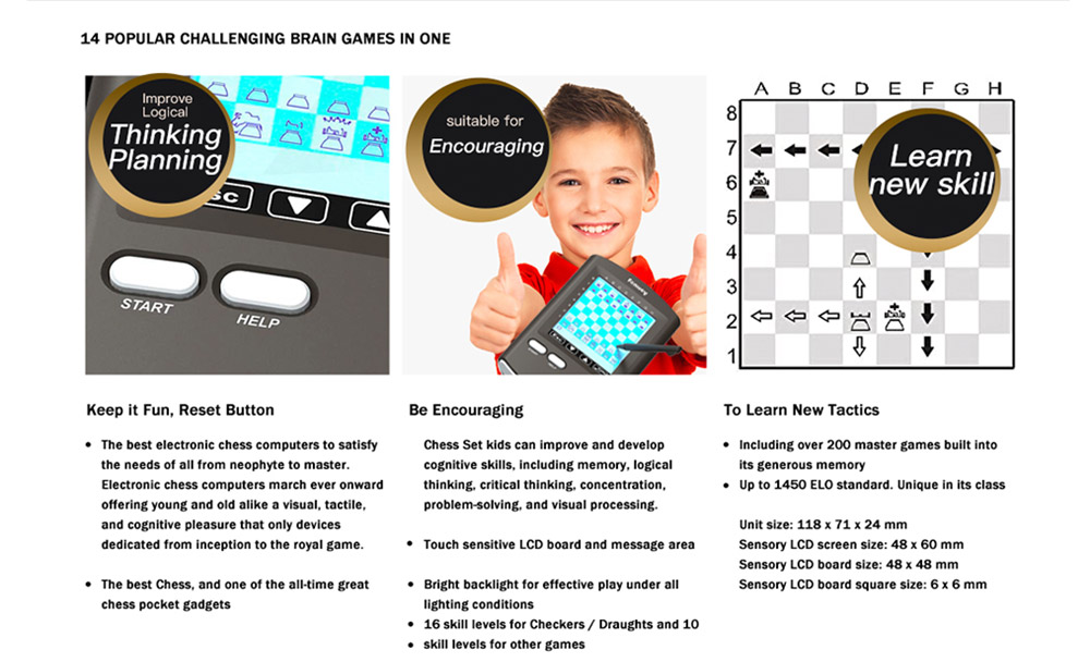 Chess Touch Electronic Chess Game, Strategy Games Computer for Kids Improving Chess Skills, Portable Travel Chess
