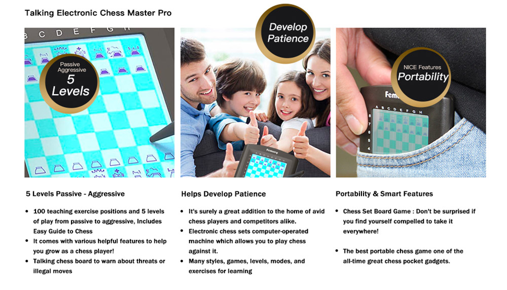 Chess Touch Electronic Chess Game, Strategy Games Computer for Kids Improving Chess Skills, Portable Travel Chess
