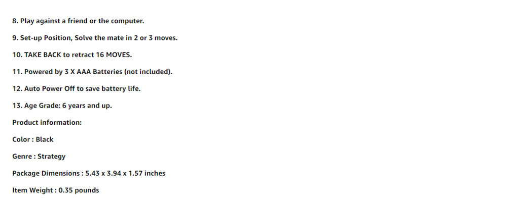 Chess Touch Electronic Chess Game, Strategy Games Computer for Kids Improving Chess Skills, Portable Travel Chess