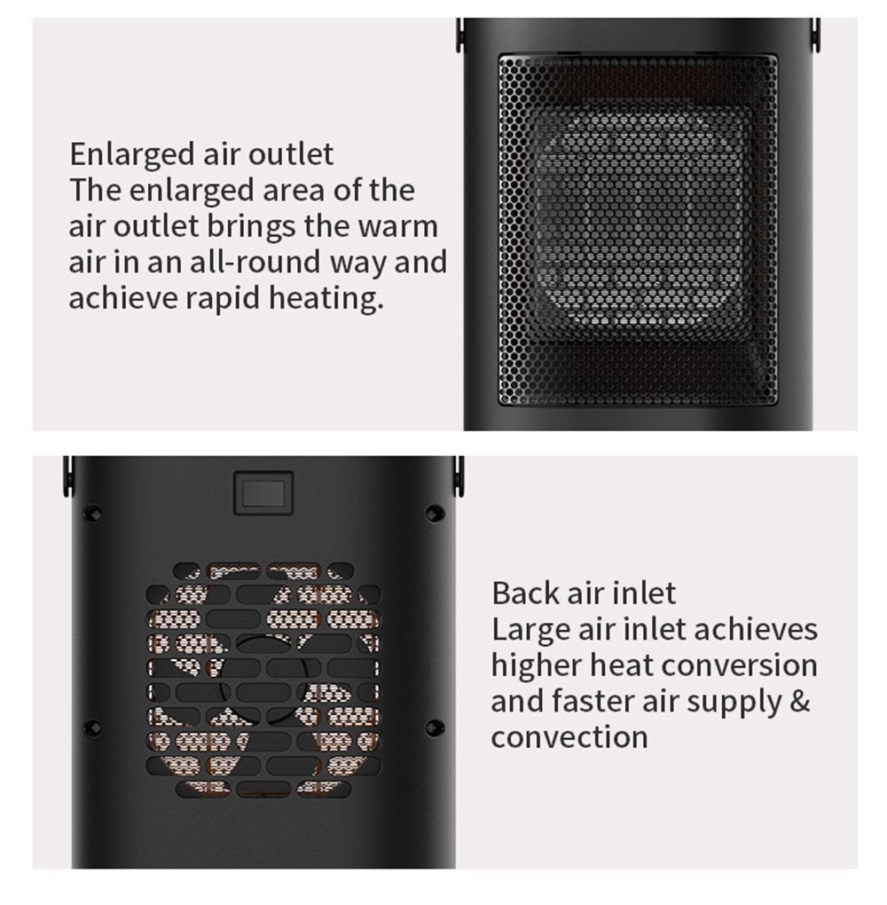 HQ-YND-900D 1500W Portable Vertical Mini Electric Heater, PTC Ceramic Flame Retardant Space Heater, 3-Gear Adjustment - EU Plug