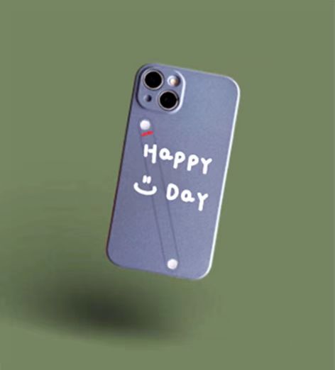 Happy Day English Finger Strap Phone Protective Shell for iPhone 13 - Grey