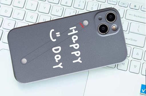 Happy Day English Finger Strap Phone Protective Shell for iPhone 13 - Grey