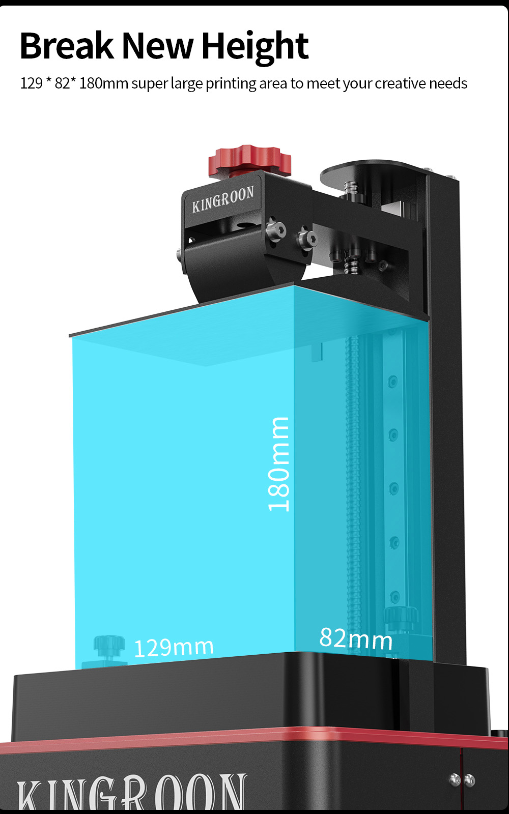 KINGROON KP6 Mono LCD Resin 3D Printer, UV Photocuring, 6.08' 2K Monochrome Screen, 50mm/h Max Speed, 129x82x180mm