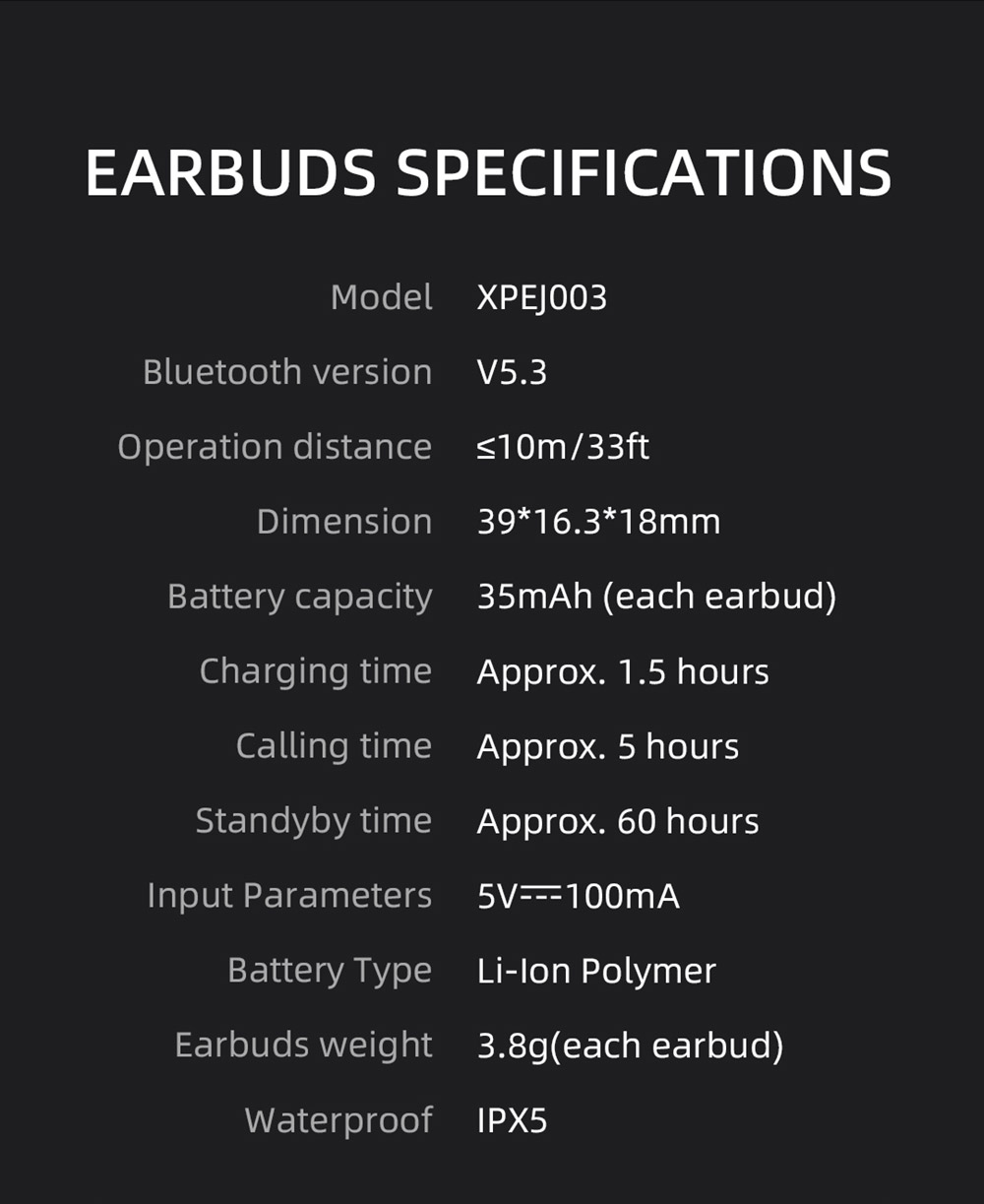 Mibro S1 TWS Headphones Stereo BT5.3 600mAh Long Battery Life ENC Call Noise Cancellation Touch Control - Black