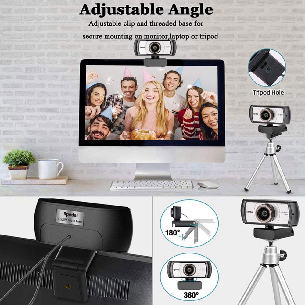 Spedal MF920 Pro Webcam 1080P FHD Live Camera with 120 Degree Wide-angle Lens Captures High Definition Image and Video