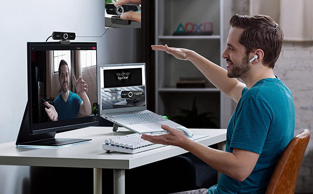 Spedal M934 Webcam 1080p HD 60fps with Microphone Spedal Software Webcam Laptop Desktop Mac USB, Pro Streaming Camera