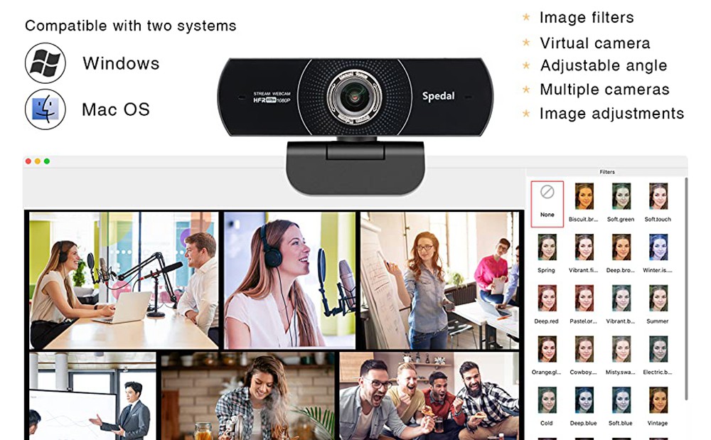 Spedal M934 Webcam 1080p HD 60fps with Microphone Spedal Software Webcam Laptop Desktop Mac USB, Pro Streaming Camera