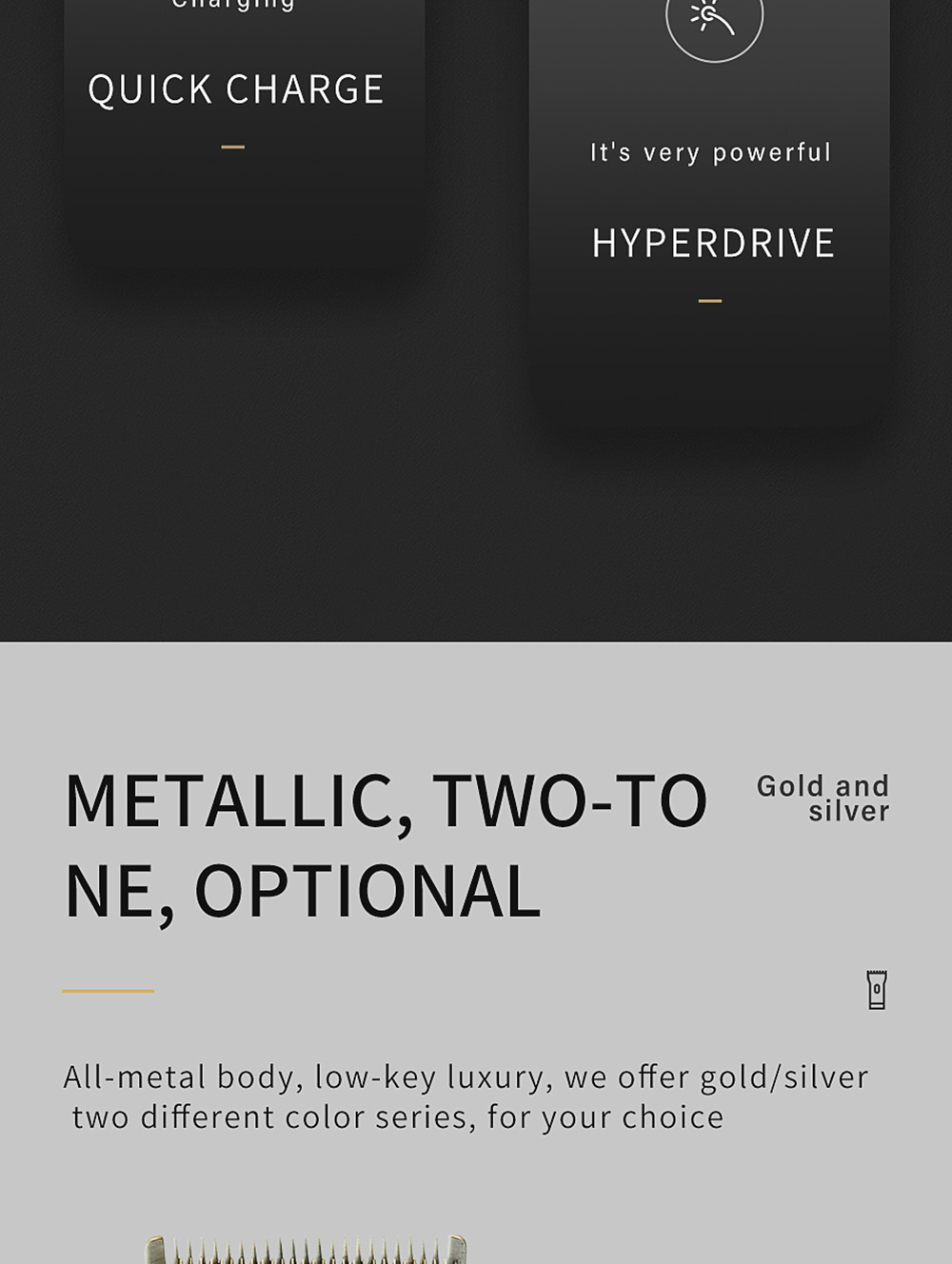 VGR V-278 Rechargeable Electric Hair Clipper, Cordless Hair Trimmer Haircut Machine, 2000mAh Battery, LED Display, 180min Runtime - Silver