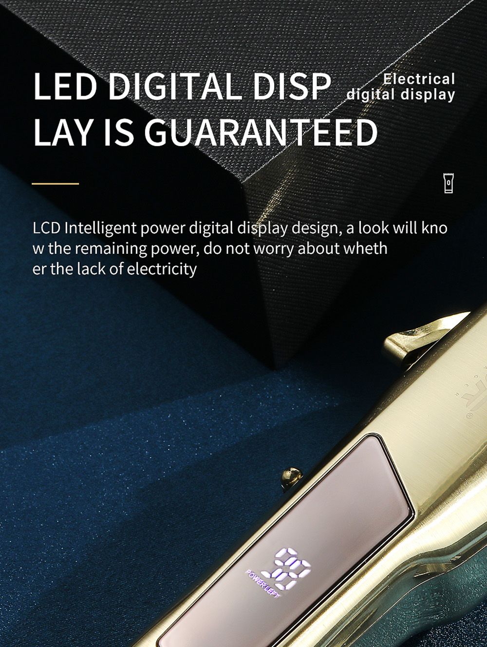 VGR V-278 Rechargeable Electric Hair Clipper, Cordless Hair Trimmer Haircut Machine, 2000mAh Battery, LED Display, 180min Runtime - Silver