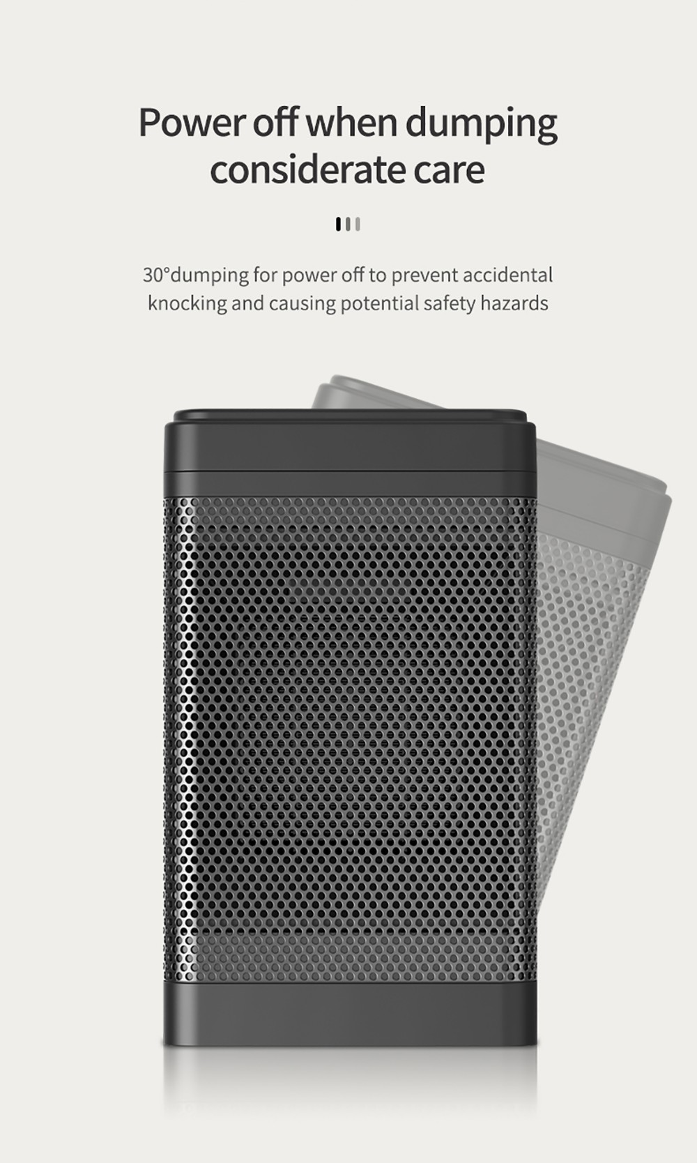 YND-1200D 1500W Desktop Mini Electric Heater, PTC Ceramic Space Heater, Remote Control, Touch Screen, 3-Gear Adjustment - UK Plug