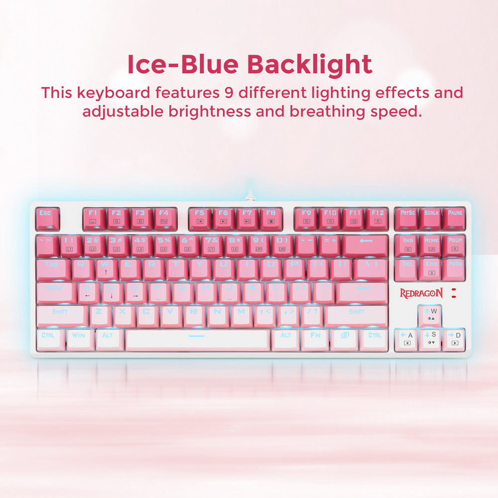 Redragon K576W-GP DAKSA TKL Wired Mechanical Keyboard 87 Keys Gradient PBT Keycap Red Switch - Pink