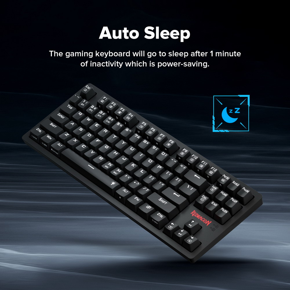 Redragon K598P-KBS RGB TKL Wireless Mechanical Keyboard Bluetooth/2.4Ghz/Wired Tri-Mode Blue Switch for Win/Mac - Black