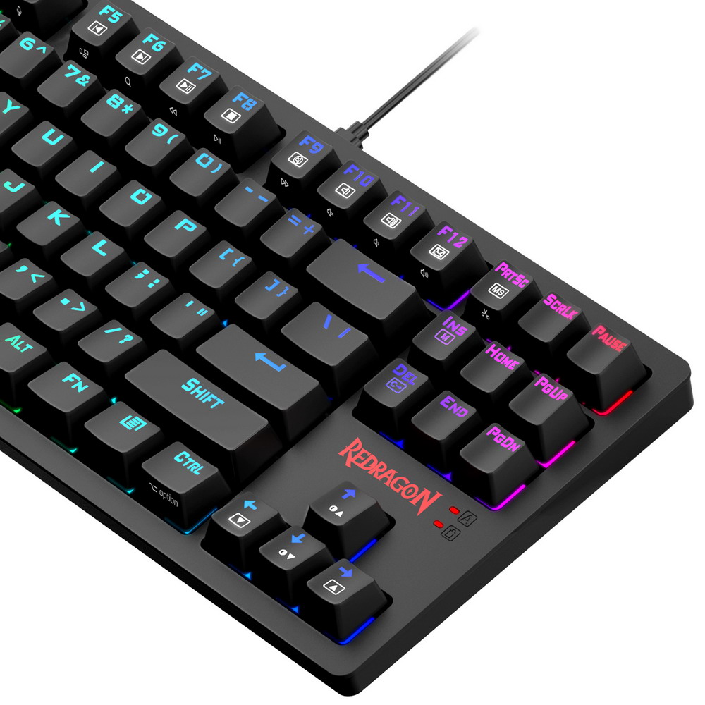 Redragon K598P-KBS RGB TKL Wireless Mechanical Keyboard Bluetooth/2.4Ghz/Wired Tri-Mode Blue Switch for Win/Mac - Black