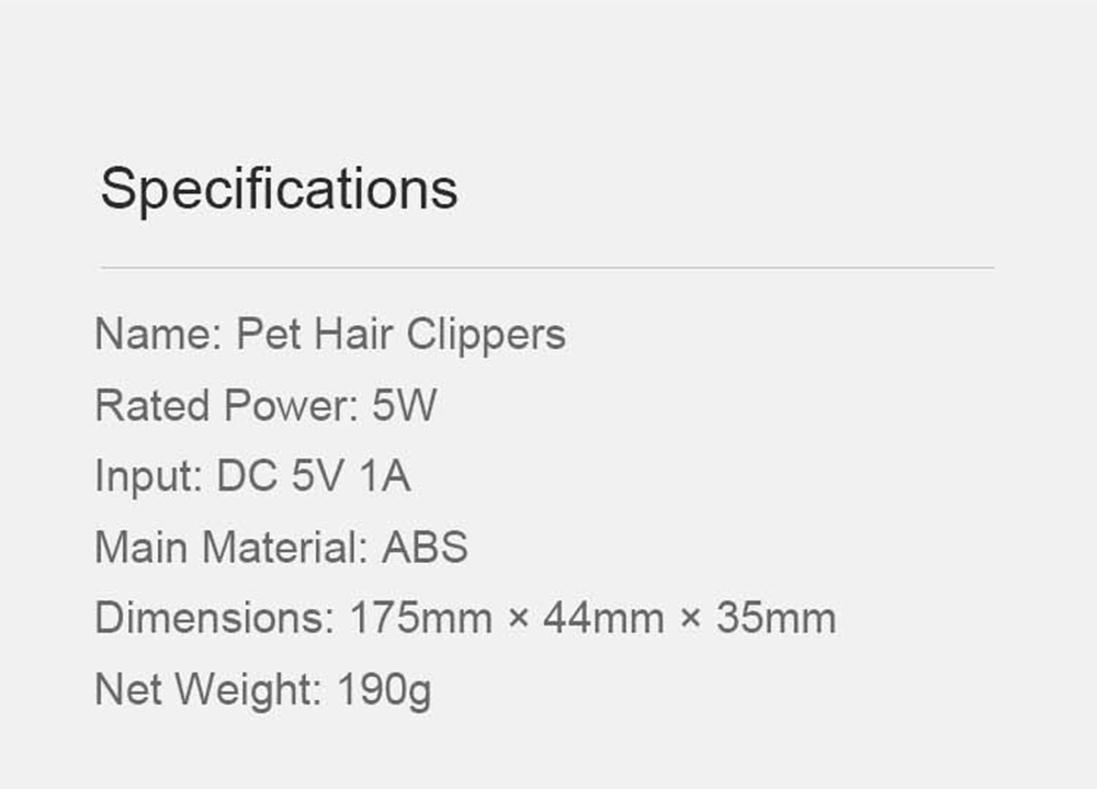 Pawbby Pet Hair Trimmer Dog Cat Pet Grooming Electrical Clippers Pets Hair Cut Machine Rechargeable