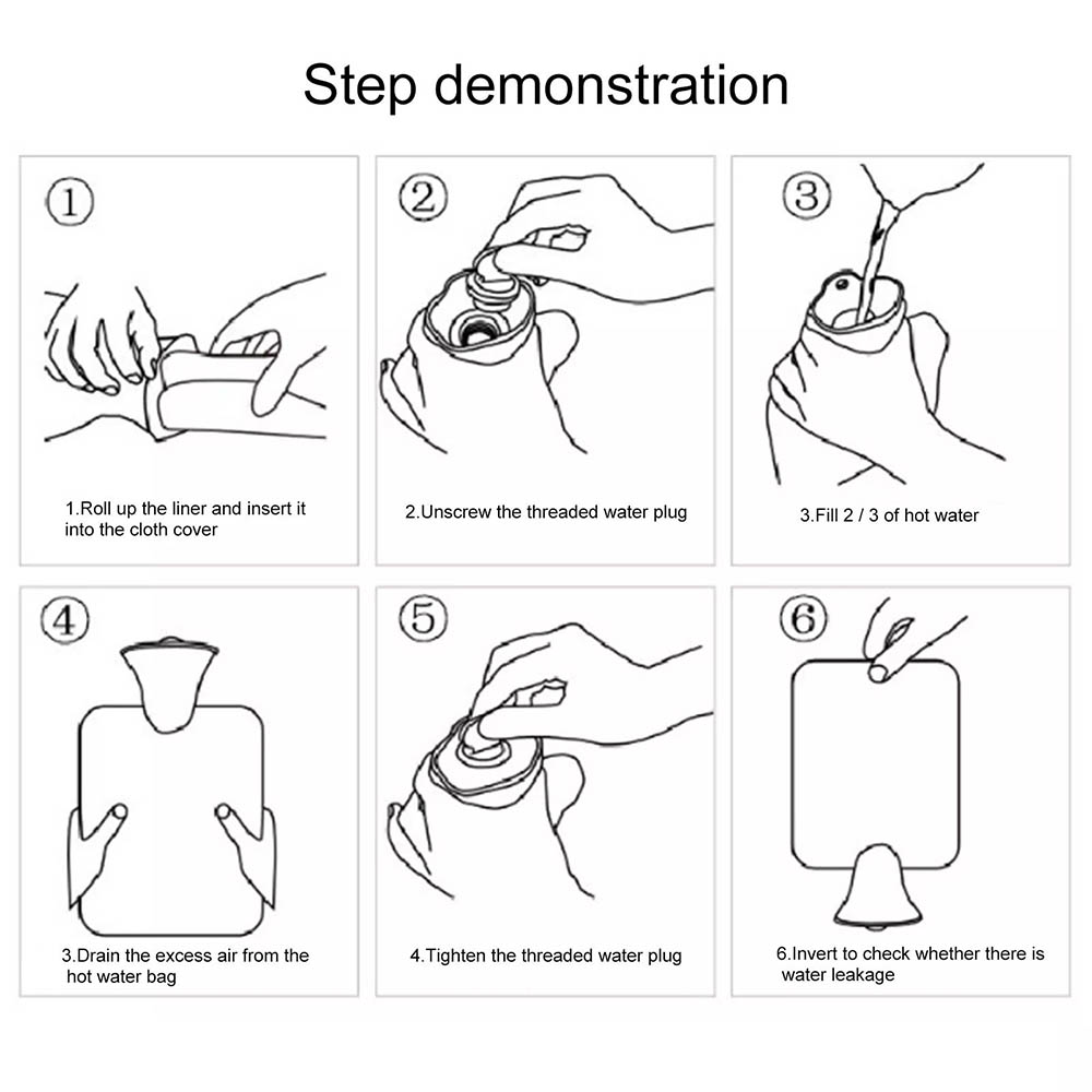 1000ml Thickened Hot Water Bottle, Washable Plush Cloth Cover, Water-Filled PVC Inner Tank Hand Warmer - Dark Blue