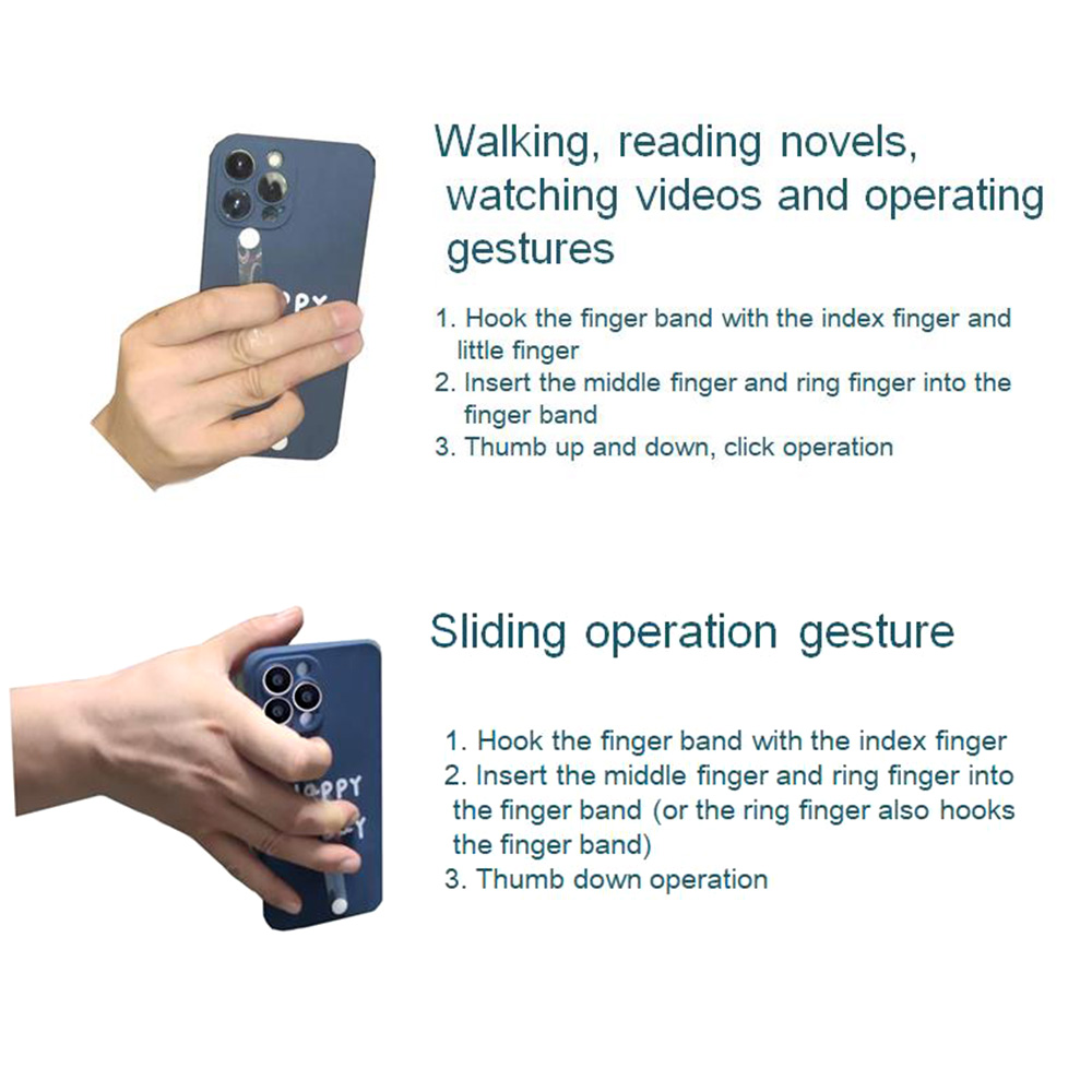 Happy Day English Finger Strap Phone Protective Shell for iPhone 14 Pro MAX - Blue